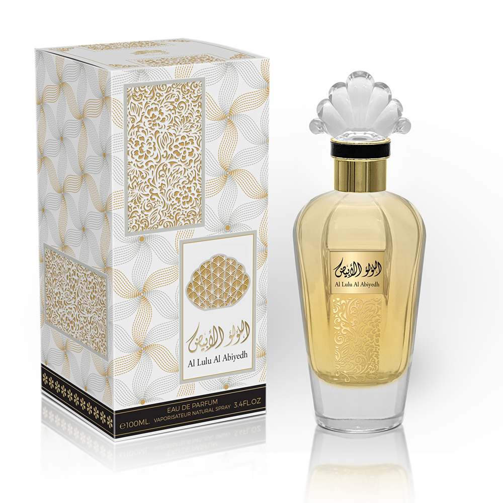 Al Lulu AL Abiyedh bottle and box perfume