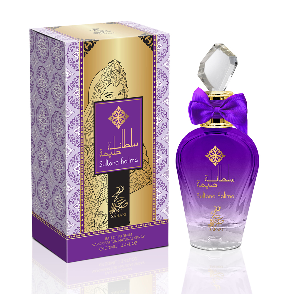 sultana halima perfume box and bottle